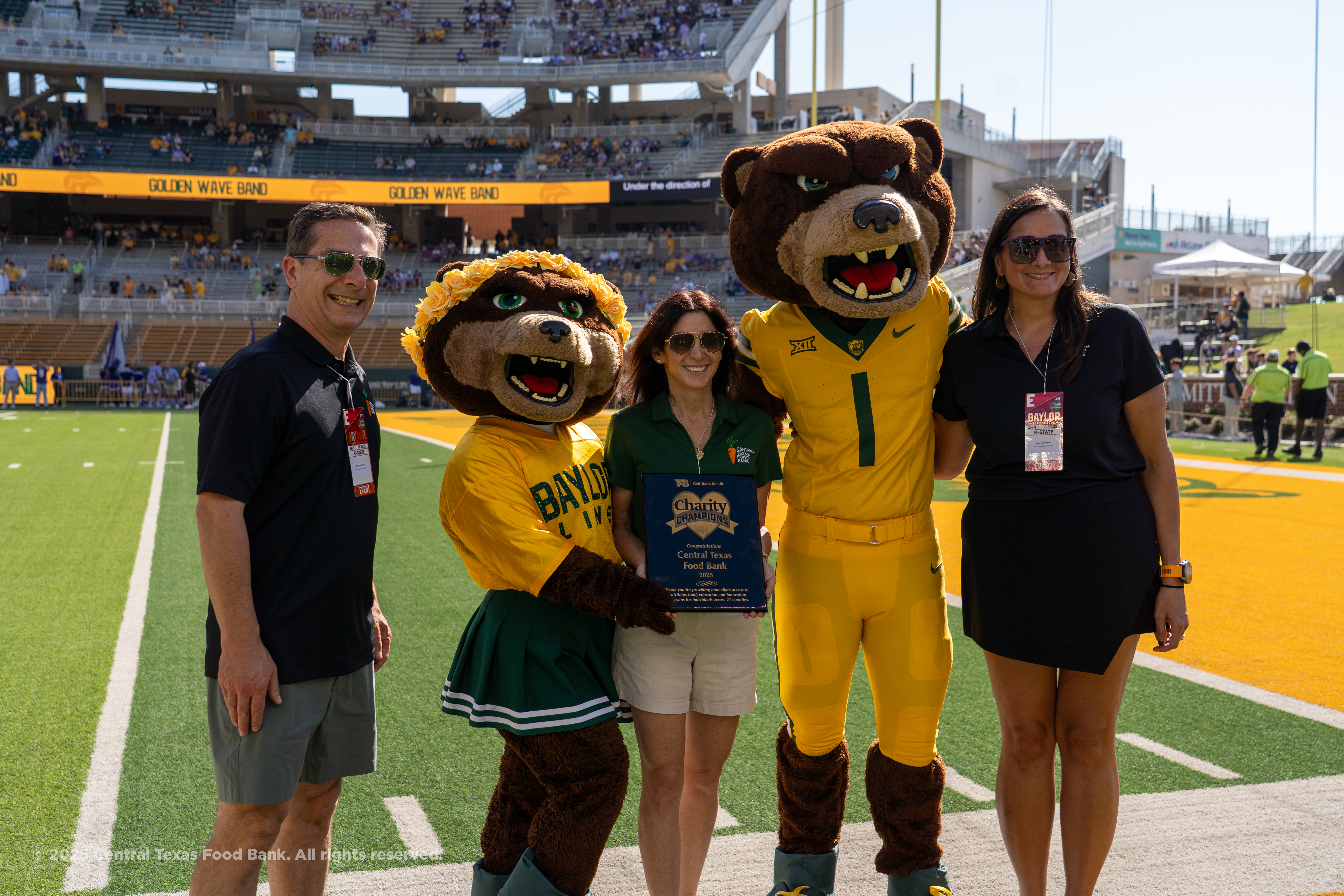CTFB leadership with Baylor University mascots at McLane Stadium
